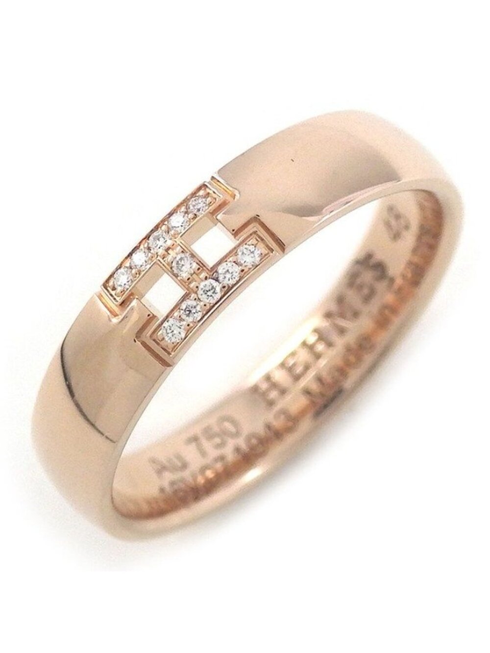 Hermes Ring Ever Hercules H Motif Diamond Total 18k Pink Gold